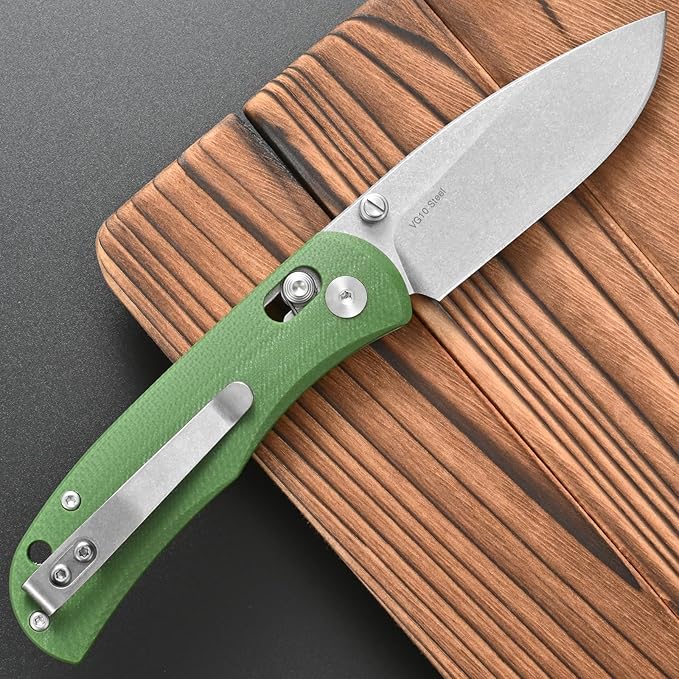 FF22 Folding Pocket Knife,VG10 Steel Blade Micarita Handle Full Tang Knife for Outdoor Activities