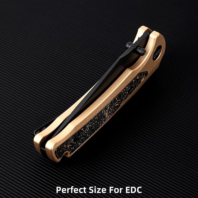 EDC Pocket Knife, 3.6" 14C28N Clip Point Folding Knife, Aluminium With Steel Inlay Handle and Liner