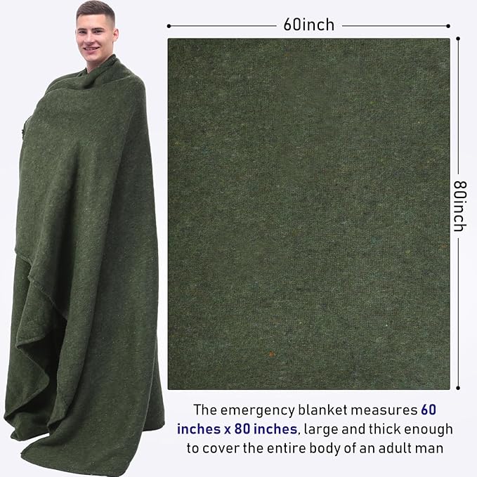 Preboun 6 Pcs First Aid Fire Retardant Blanket Military Blanket 60" x 80" Survival Blanket for