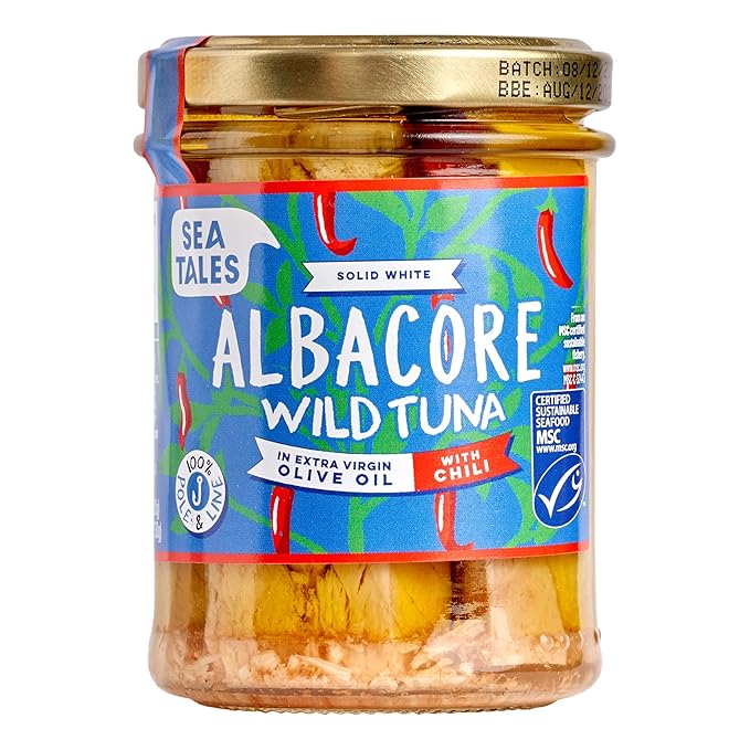 Sea Tales Albacore Fillets in Extra Virgin Olive Oil with Chili in Jar - 100% Pole & Line Wild