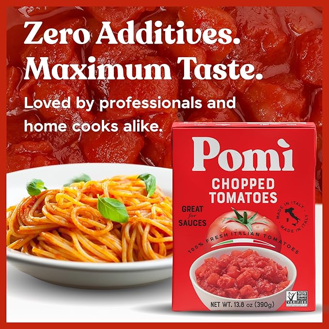 Pomì Chopped Tomatoes 13.8oz (Pack of 12) - Italian Chopped Tomato Made from All Natural 100% Fresh