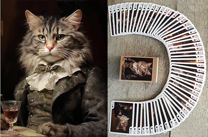 Victorian Cats Playing Cards (Poker Deck 54 Cards All Different) Handsome Cats in Victorian Suits