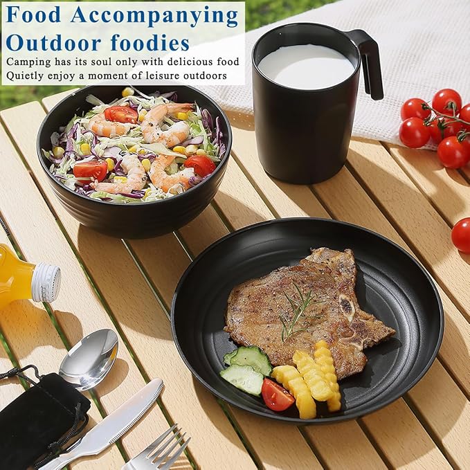 Camping Utensils, Reanea Camping Mess Kit for Travel, Camping, Picnic, Outdoor, Camping Gear