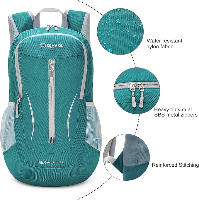 ZOMAKE Ultra Lightweight Packable Backpack 25L, Foldable Hiking Backpacks Water Resistant Small