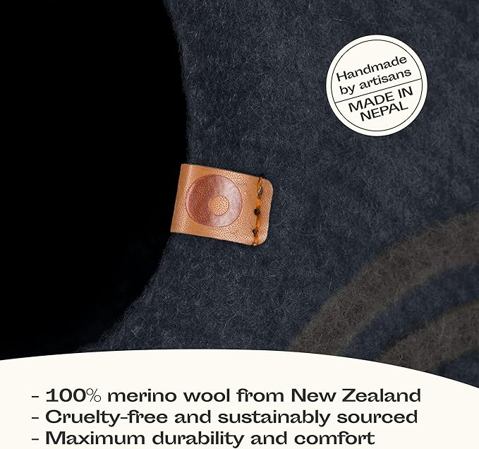 MEOWFIA Cat Cave ??Premium Felt Cat Bed for Indoor Cats, Handmade 100% Merino Wool (Medium, Slate