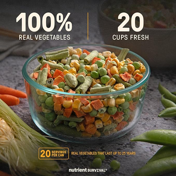 Freeze-Dried Mixed Vegetables - #10 Can | 25-Year Shelf Life | Emergency Food | Premium Non-GMO