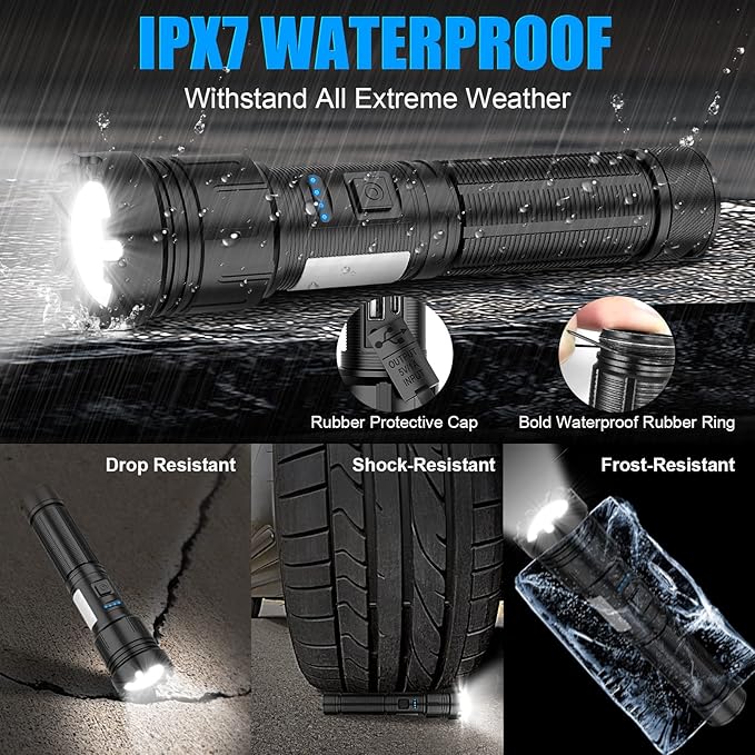 LED Magnetic Flashlight High Lumens Rechargeable, Super Bright Small Tactical Flashlights with COB