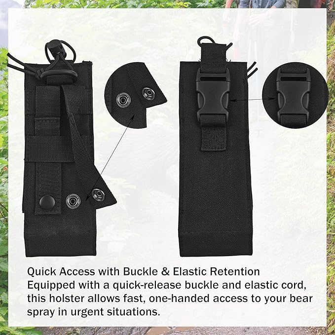 Bear Spray Holster for 7.9, 9.2 & 10.2 oz Canisters ??Heavy-Duty Black Nylon Pouch with Quick