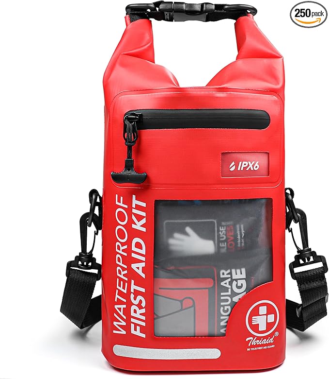250 PCS Waterproof First Aid Kit, Roll Top Reflective Boat Dry Bag Bug Out Bags, Emergency Medical