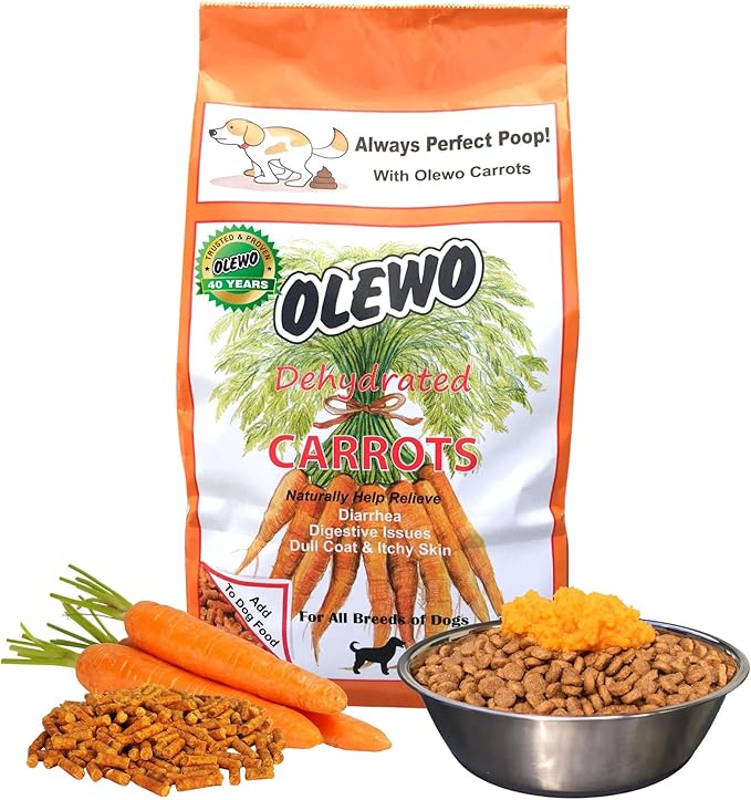 Olewo Original Carrots for Dogs - Fiber for Perfect Poop, Dehydrated Dog Food Toppers for Picky