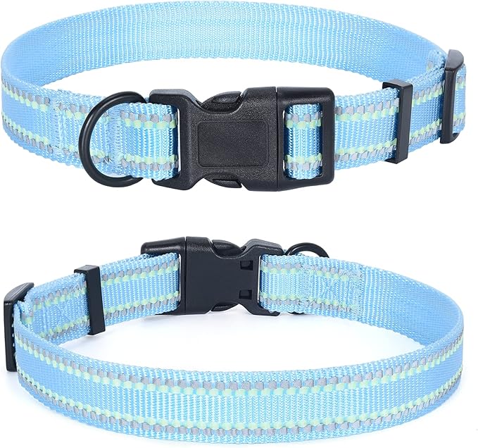 Mile High Life Reflective Dog Collar, Basic Dog Collars Adjustable Quick Release, Soft Nylon Pet