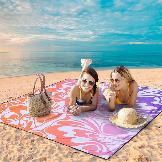 Beach Blanket Waterproof Sandproof Beach Mat 79" X 83"/10'x9'for 2-8 Adults Quick Drying Outdoor