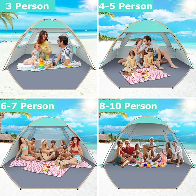 Gorich Beach Tent Sun Shelter for 3/4-5/6-7/8-10 Person with UPF 50ï¼?UV Protection, Lightweight &