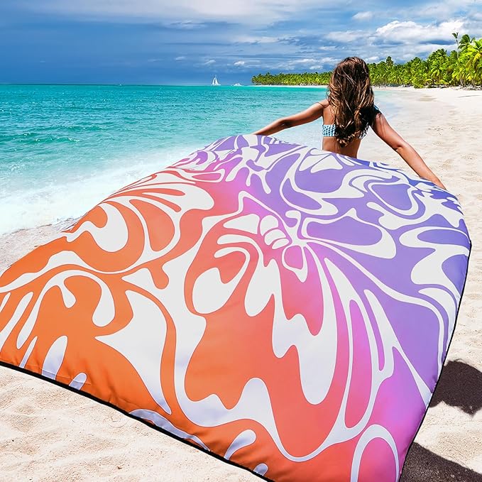 Beach Blanket Waterproof Sandproof Beach Mat 79" X 83"/10'x9'for 2-8 Adults Quick Drying Outdoor