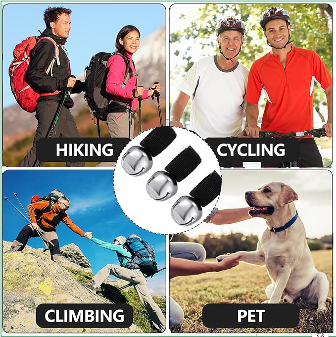 4 Sets Bear Bells with Whistle for Hiker, Loud Bear Bell with Emergency Whistle, Bear Bells for