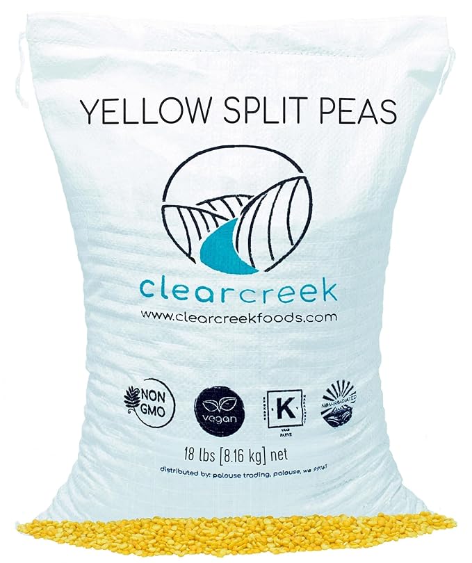 CLEAR CREEK Certified Glyphosate Residue Free Yellow Split Peas | 18 lb | Non-GMO | Kosher | Vegan