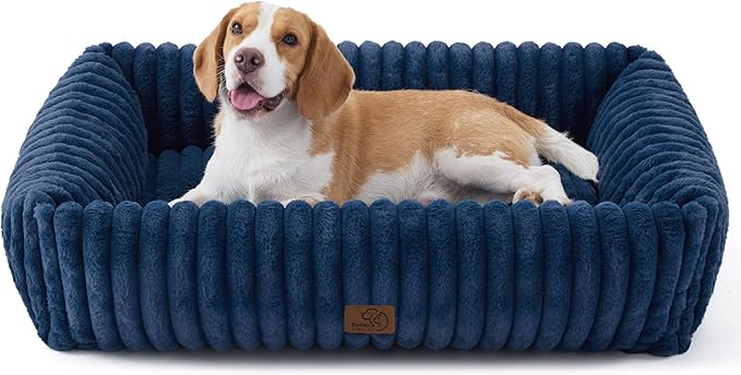 Bedsure Cute Dog Beds Large Sized Dog - Washable Furry Pet Beds, Rectangle Orthopedic Corduroy