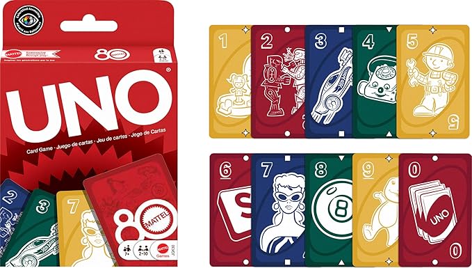 Mattel Games UNO Mattel 80th Ruby Red Card Game for Kids, Adults & Family Nights, Game Nights
