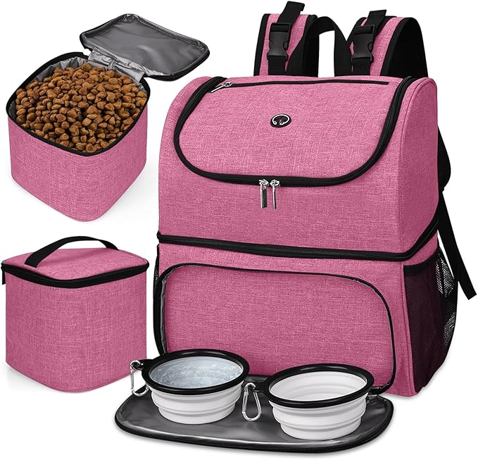 BAGLHER Pet Travel Bag, Double-Layer Pet Supplies Backpack (for All Pet Travel Supplies), Pet