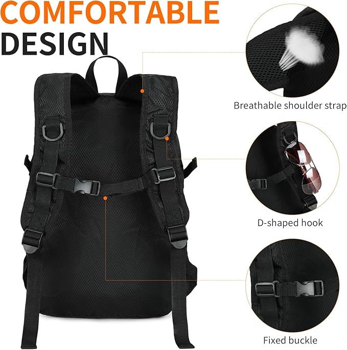 Large Hiking Daypack,30L Water Resistant Hiking Backpack Packable Lightweight Travel Day Pack for