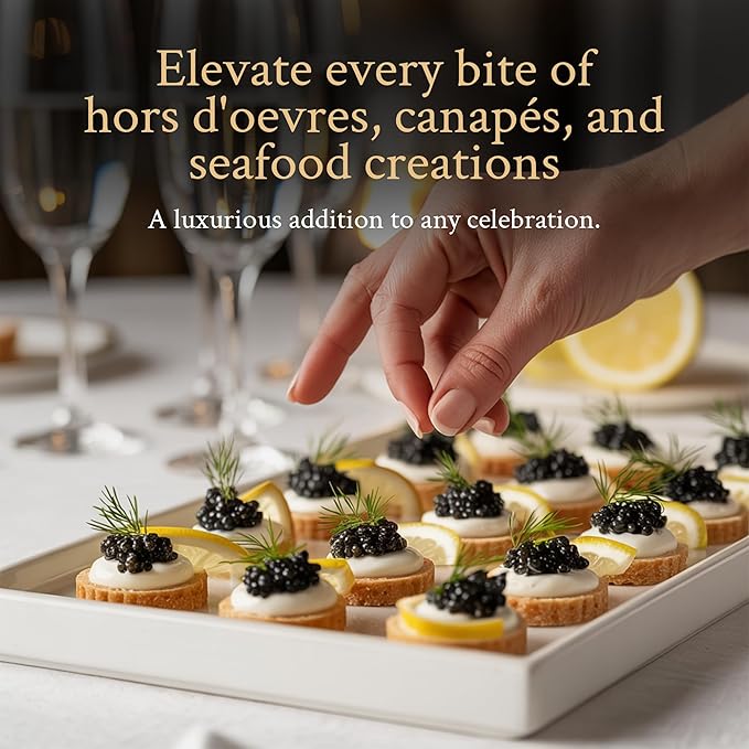 PETRUSCO Sevruga Black Caviar - Premium Fresh Seafood Sturgeon Fish Caviar - Rich, Buttery Flavor