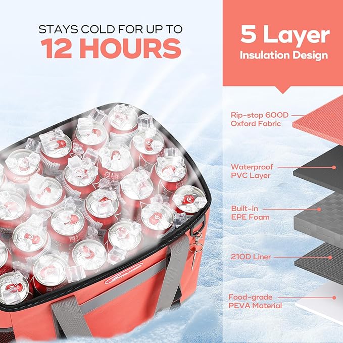 Maelstrom Collapsible Soft Cooler Bag, 24/30/60/75 Cans Beach Cooler, Ice Chest, Leakproof &