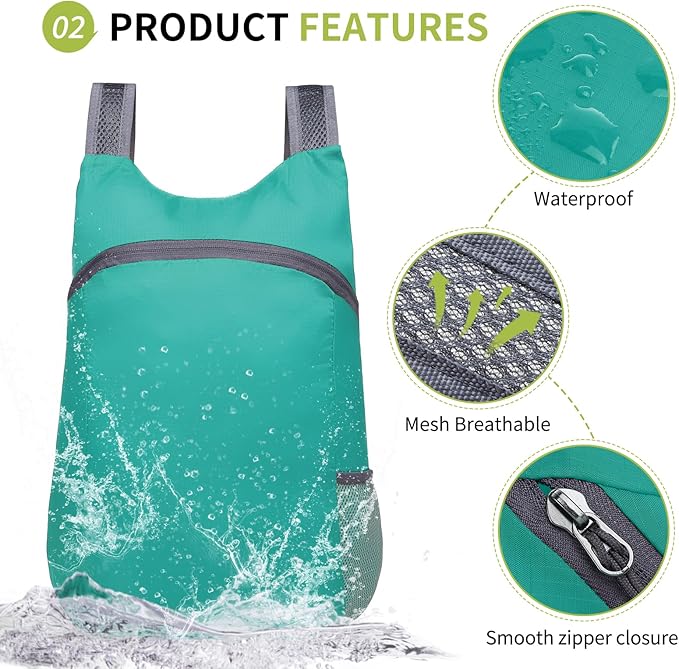 20L Ultra Hiking-Daypack Lightweight Foldable Travel Packable Backpack for Camping Cycling