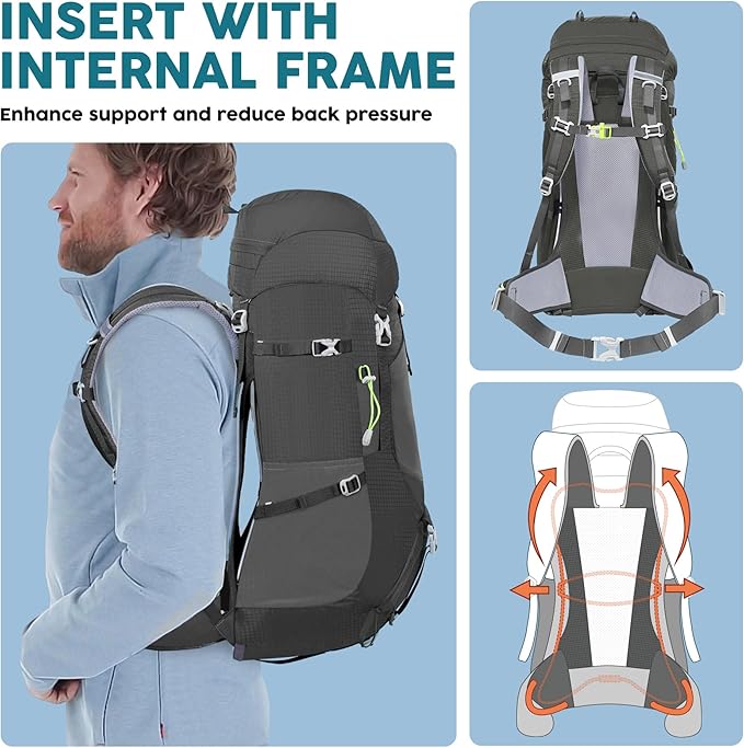 N NEVO RHINO Internal Frame Hiking Backpack 50/60/65/70/80L, Mountain Climbing Camping Backpack