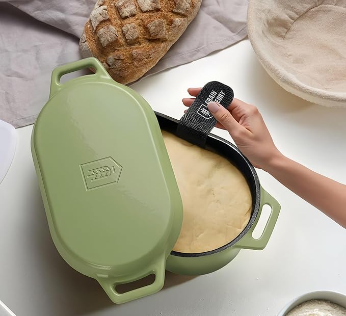 Kook Dutch Oven, for Bread Baking, Sourdough Loaf Pan, Dual Handles, Enameled Cast Iron, with