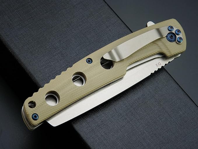 Eafengrow EF941 EDC Pocket Folding Knife D2 Steel Blade G10 Handle Pocket Clip with safety liner