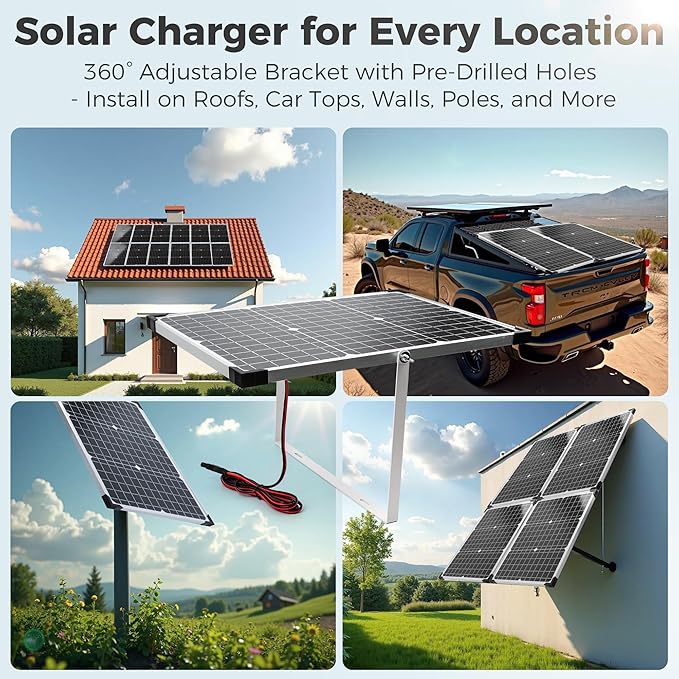 Solar Panel Kit 30W 12V, Solar Battery Trickle Charger Maintainer, Waterproof Solar Panel + Upgrade