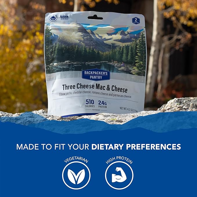 Backpacker's Pantry Three Cheese Mac & Cheese - Freeze Dried Backpacking & Camping Food - Emergency
