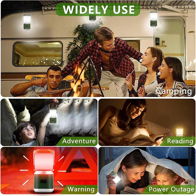Portable Camping Lantern Rechargeable -4inch, 2000LM LED Camping Lights Lantern with