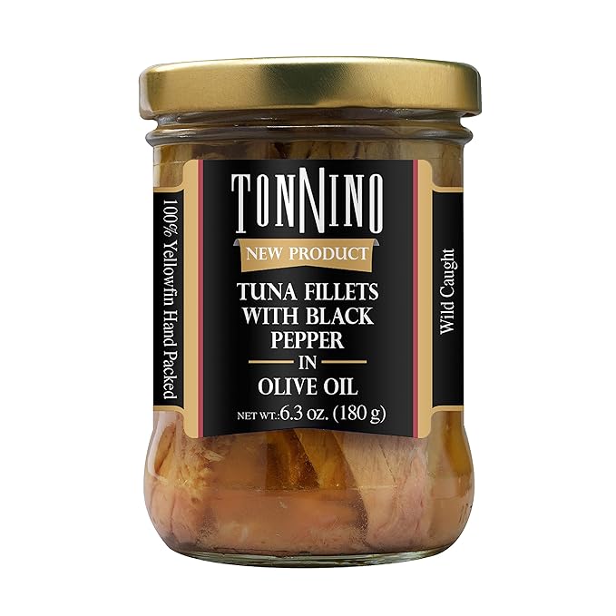 Tonnino Yellowfin Tuna Fish ??Pack of 6, Black Pepper in Olive Oil ??Pack of 6 ??Alternative to