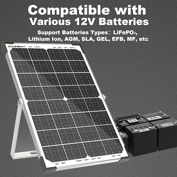 SOLPERK 30W Solar Battery Charger Solar Battery Maintainer + Upgrade 10A MPPT Charge Controller +