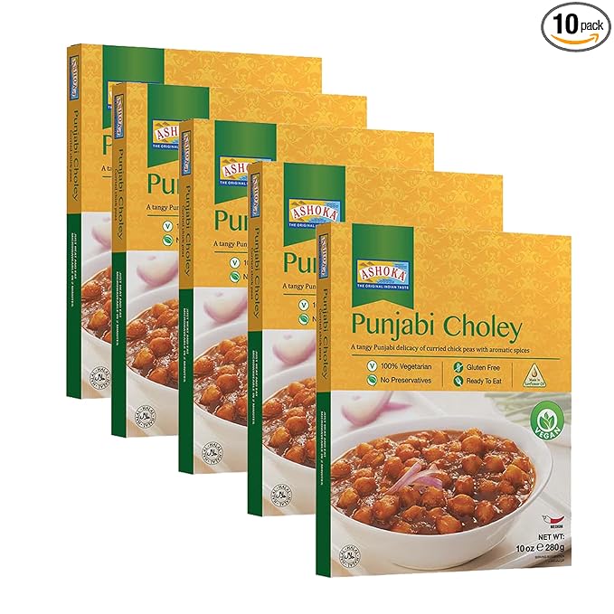 Ashoka Indian Entrees 1932, Vegan Savory Chickpeas, All-Natural, Heat & Serve Instant Meals
