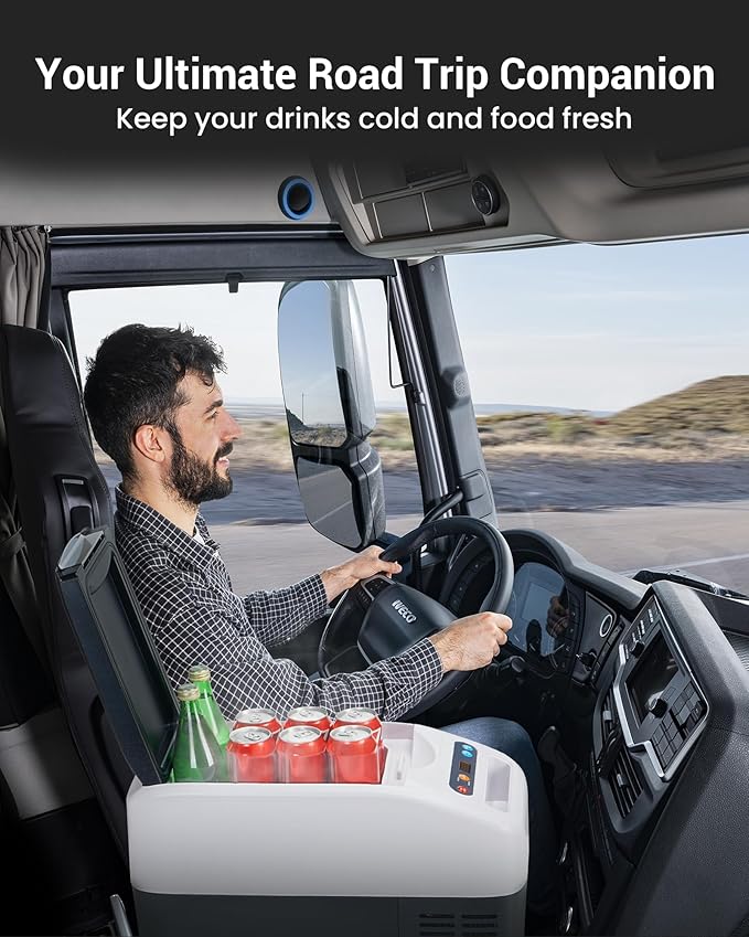 Portable Car Refrigerator, 12 Volt Refrigerator, Slim Design, 0℉~50℉, 17 Quart(16L) Electric