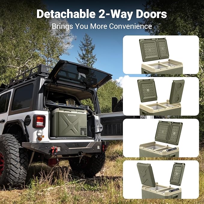 BODEGACOOLER 12V Portable Refrigerator, 42Quart (40L) Dual Zone Car Refrigerator, RV Car Fridge APP