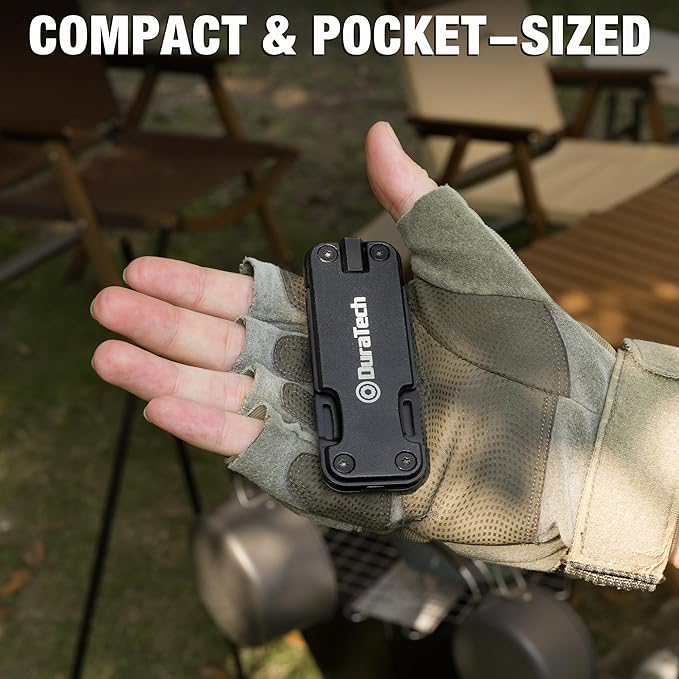 DuraTech 16-in-1 Multitool Knife, Compact EDC Pocket Tool with Locking Blade, Magnetic Bit Holder