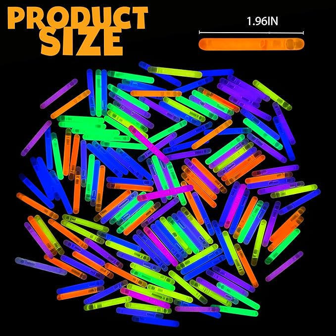 POPGIFTU 120 Mini Glow Sticks Bulk (1.96"), 6 Bright Colors ??Glow-in-the-Dark Small Sticks for