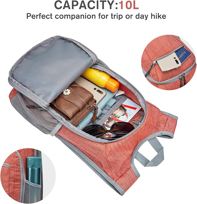 G4Free 10L/15L Hiking Backpack Lightweight Packable Hiking Daypack Small Travel Outdoor Foldable