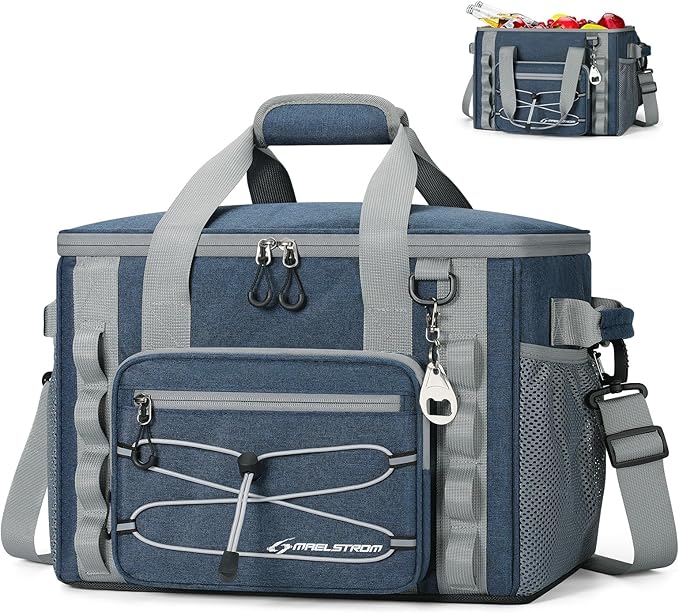 Maelstrom Soft Sided Cooler Bag, 30/40 Can Collapsible Insulated Ice Chest, Large Leakproof Camping
