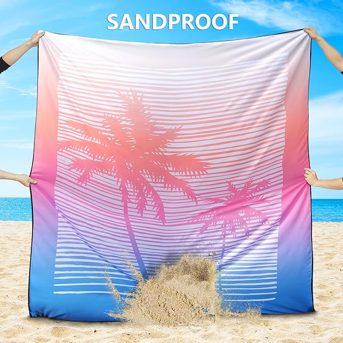 Beach Blanket Waterproof Sandproof Beach Mat 79" X 83"/10'x9'for 2-8 Adults Quick Drying Outdoor