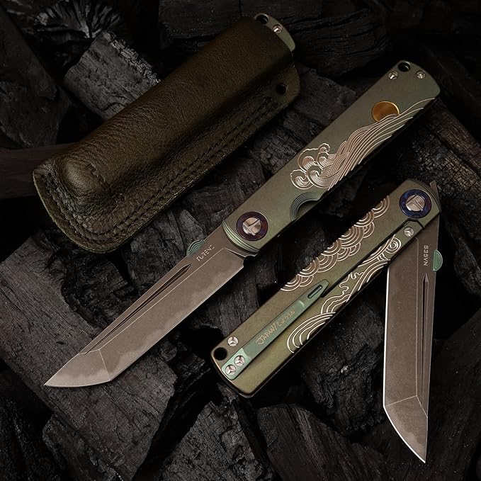 S35VN steel TC4 titanium alloy handle pocket folding knife, Japanese style can be preferred as a