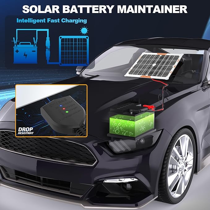 OYMSAE White 20W 12V Solar Panel Battery Charger Portable Waterproof Power Trickle Battery Charger