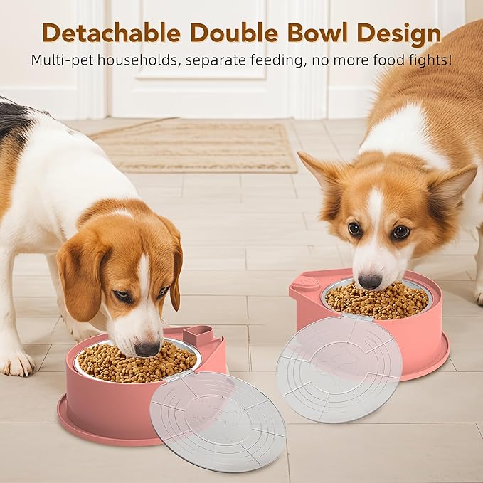 Stainless Steel Dog Bowl Set with Lids, 304 Metal Dual Food & Water Bowls for Dogs & Cats, Large