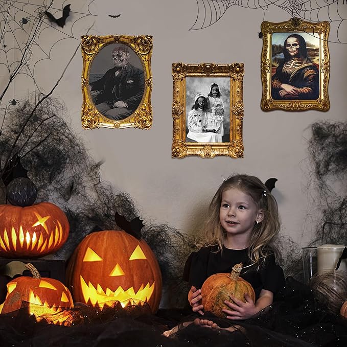 ECGER Halloween Decorations Indoor, Haunted Scary Decor - 3D Changing Face Pictures, Vintage Moving