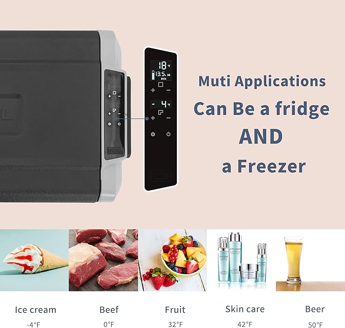 Alpicool T36 Dual Temperature Control 12 Volt Refrigerator 38 Quart Portable Car Fridge Freezer