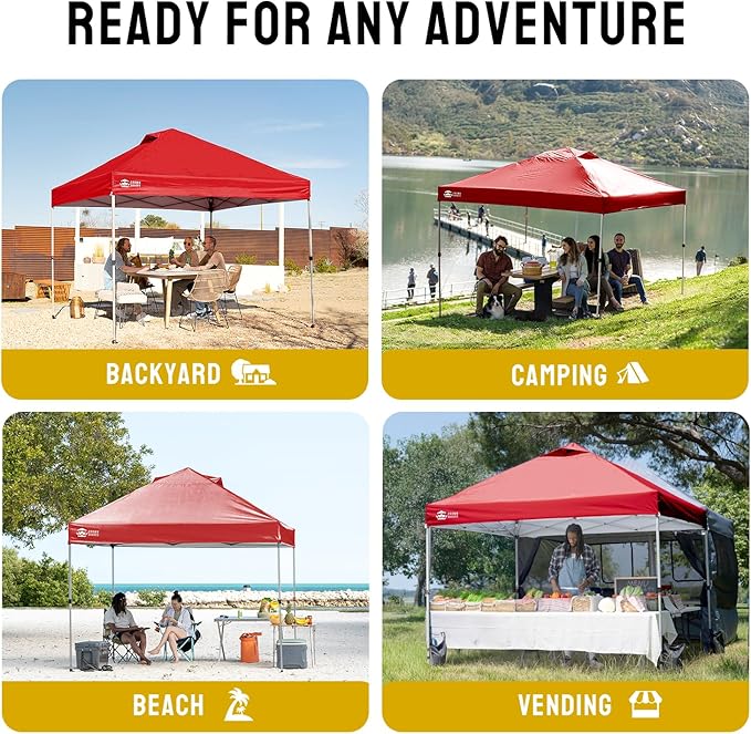 CROWN SHADES 12x12 Pop Up Canopy Outside Canopy, Patented One Push Tent Canopy with Wheeled Carry