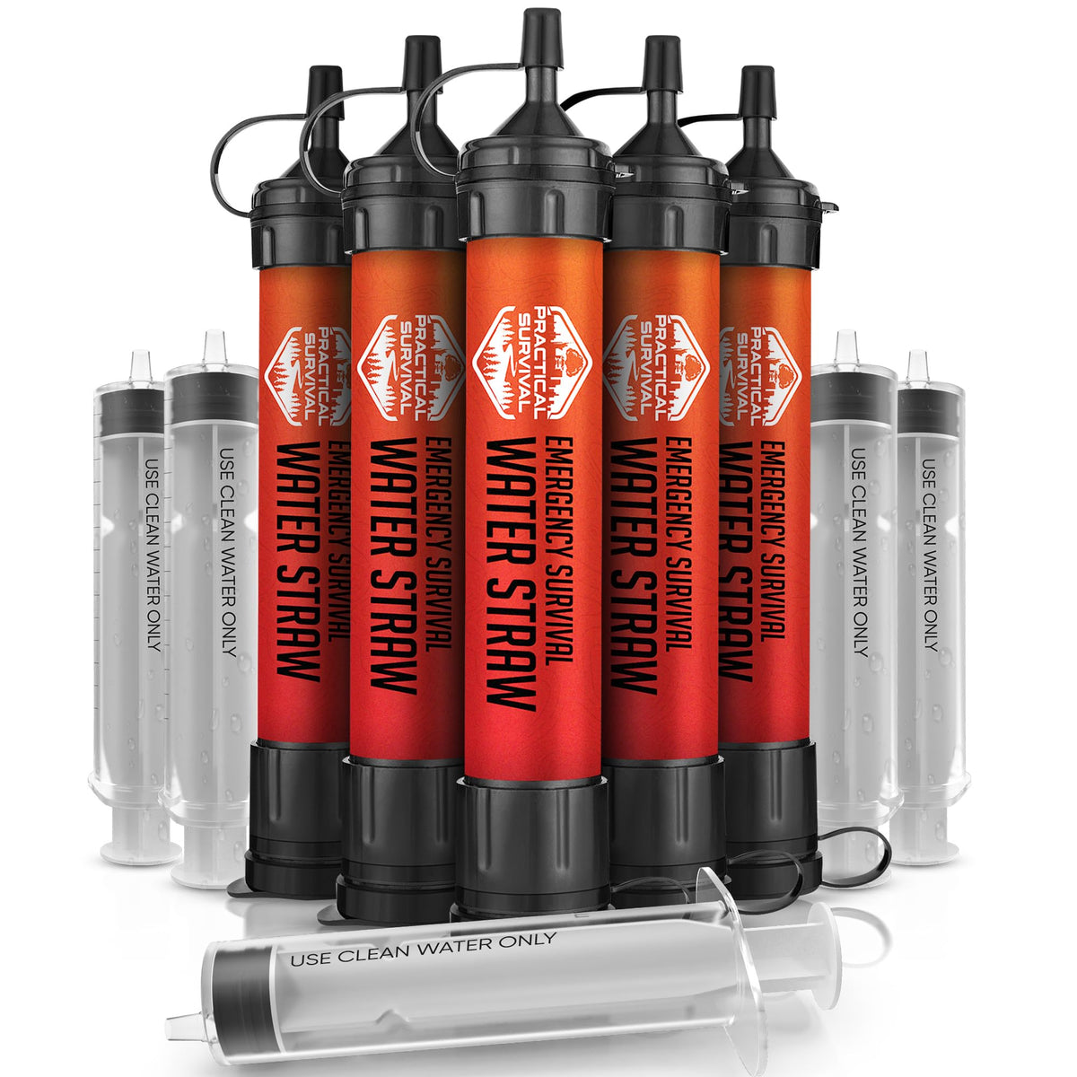 5 High-Capacity Emergency Water Straws – Lightweight, Reusable, 1800-gallon Filters for Camping
